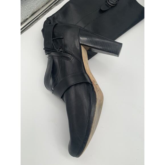 Cole Haan Black Kid Leather Knee Length Fashion Boots High Heel Sz 9B - Picture 5 of 11